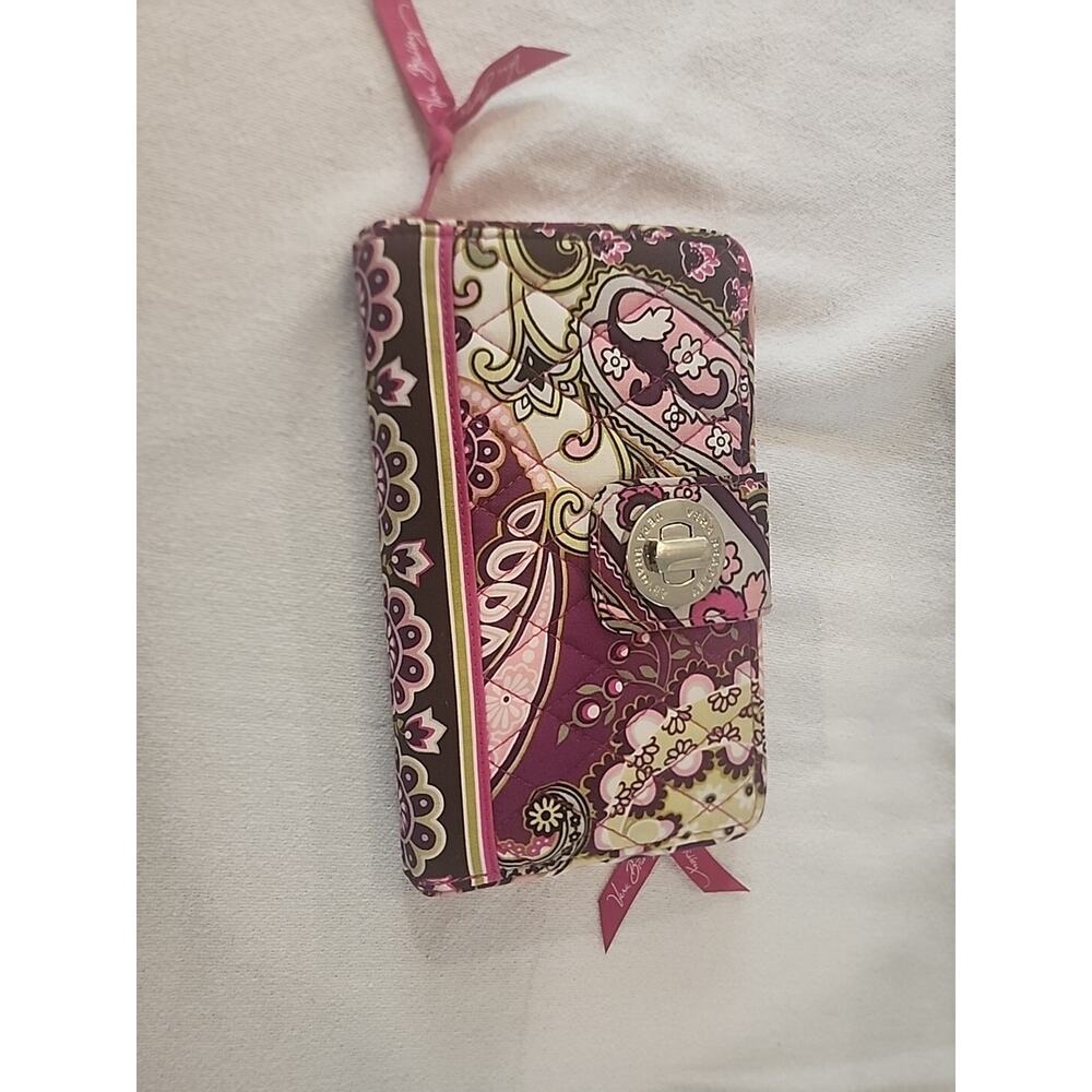 Vera Bradley Turnlock Large Pink Wallet Very Berry Paisley Storage Zip Clutch - Picture 5 of 5